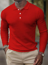 Load image into Gallery viewer, Men&#39;s solid-color button-down long-sleeve polo shirt