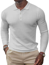 Load image into Gallery viewer, Men&#39;s solid-color button-down long-sleeve polo shirt