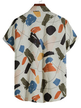 Load image into Gallery viewer, White Graffiti Print Lapel Cotton Slim Fit Men&#39;s Shirt