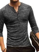 Load image into Gallery viewer, New fashion open placket slub silk men&#39;s long-sleeved T-shirt