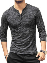 Load image into Gallery viewer, New fashion open placket slub silk men&#39;s long-sleeved T-shirt