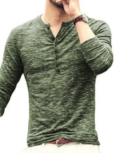 Load image into Gallery viewer, New fashion open placket slub silk men&#39;s long-sleeved T-shirt