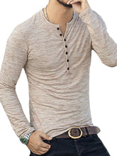 Load image into Gallery viewer, New fashion open placket slub silk men&#39;s long-sleeved T-shirt