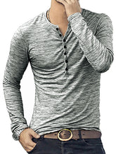 Load image into Gallery viewer, New fashion open placket slub silk men&#39;s long-sleeved T-shirt