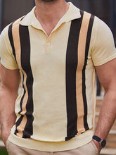 Load image into Gallery viewer, Striped jacquard sweater Short-sleeved business casual Polo shirt