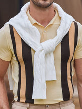 Load image into Gallery viewer, Striped jacquard sweater Short-sleeved business casual Polo shirt
