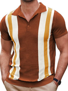 Striped jacquard sweater Short-sleeved business casual Polo shirt