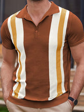 Load image into Gallery viewer, Striped jacquard sweater Short-sleeved business casual Polo shirt