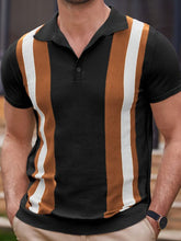 Load image into Gallery viewer, Striped jacquard sweater Short-sleeved business casual Polo shirt