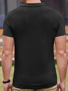 Striped jacquard sweater Short-sleeved business casual Polo shirt