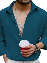 Load image into Gallery viewer, New Men&#39;s Solid Color Casual Lapel Long Sleeve Shirt
