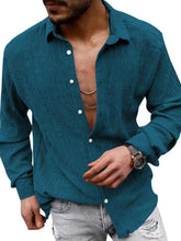 Load image into Gallery viewer, New Men&#39;s Solid Color Casual Lapel Long Sleeve Shirt
