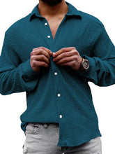 Load image into Gallery viewer, New Men&#39;s Solid Color Casual Lapel Long Sleeve Shirt