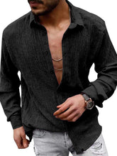 Load image into Gallery viewer, New Men&#39;s Solid Color Casual Lapel Long Sleeve Shirt