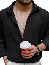 Load image into Gallery viewer, New Men&#39;s Solid Color Casual Lapel Long Sleeve Shirt