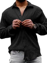 Load image into Gallery viewer, New Men&#39;s Solid Color Casual Lapel Long Sleeve Shirt
