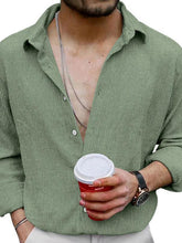 Load image into Gallery viewer, New Men&#39;s Solid Color Casual Lapel Long Sleeve Shirt