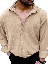 Load image into Gallery viewer, New Men&#39;s Solid Color Casual Lapel Long Sleeve Shirt