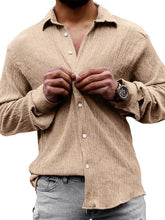 Load image into Gallery viewer, New Men&#39;s Solid Color Casual Lapel Long Sleeve Shirt