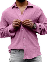 Load image into Gallery viewer, New Men&#39;s Solid Color Casual Lapel Long Sleeve Shirt