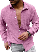 Load image into Gallery viewer, New Men&#39;s Solid Color Casual Lapel Long Sleeve Shirt