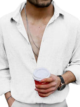 Load image into Gallery viewer, New Men&#39;s Solid Color Casual Lapel Long Sleeve Shirt