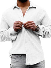 Load image into Gallery viewer, New Men&#39;s Solid Color Casual Lapel Long Sleeve Shirt