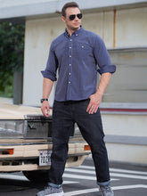 Load image into Gallery viewer, Plus Size Men&#39;s Striped Long Sleeve Shirt