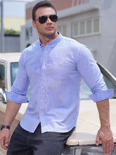 Load image into Gallery viewer, Plus Size Men&#39;s Striped Long Sleeve Shirt