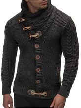 Load image into Gallery viewer, Men&#39;s knitted jacket turtleneck button sweater