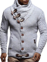 Load image into Gallery viewer, Men&#39;s knitted jacket turtleneck button sweater