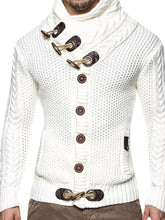 Load image into Gallery viewer, Men&#39;s knitted jacket turtleneck button sweater