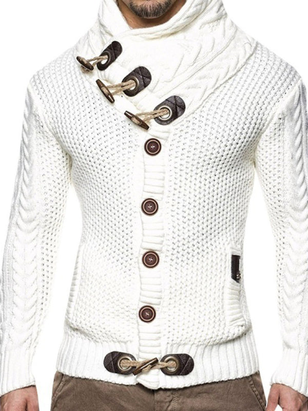 Men's knitted jacket turtleneck button sweater