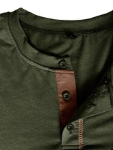 Load image into Gallery viewer, Men&#39;s Henley Color Block Knitted Long Sleeve T-Shirt