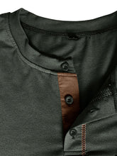 Load image into Gallery viewer, Men&#39;s Henley Color Block Knitted Long Sleeve T-Shirt