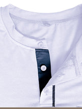 Load image into Gallery viewer, Men&#39;s Henley Color Block Knitted Long Sleeve T-Shirt