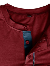 Load image into Gallery viewer, Men&#39;s Henley Color Block Knitted Long Sleeve T-Shirt
