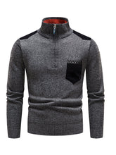 Load image into Gallery viewer, Men&#39;s stand-up collar thickened patchwork half-zip lapel sweater pullover sweater