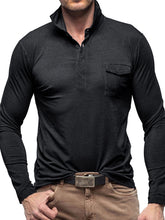 Load image into Gallery viewer, Men&#39;s Lapel Polo Solid Color Long Sleeve Polo Shirt