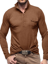 Load image into Gallery viewer, Men&#39;s Lapel Polo Solid Color Long Sleeve Polo Shirt