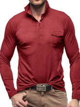 Load image into Gallery viewer, Men&#39;s Lapel Polo Solid Color Long Sleeve Polo Shirt