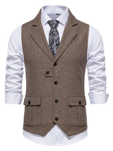 Load image into Gallery viewer, Men&#39;s herringbone tweed suit vest retro lapel vest