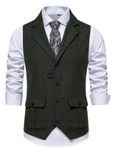Load image into Gallery viewer, Men&#39;s herringbone tweed suit vest retro lapel vest
