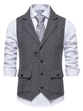 Load image into Gallery viewer, Men&#39;s herringbone tweed suit vest retro lapel vest
