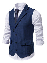 Load image into Gallery viewer, Men&#39;s herringbone tweed suit vest retro lapel vest