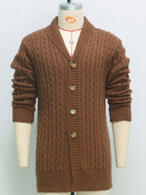Load image into Gallery viewer, Men&#39;s mid-length knitted sweater Thick-knit twisted cardigan woolen jacket