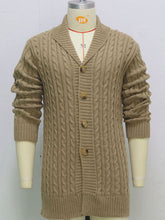 Load image into Gallery viewer, Men&#39;s mid-length knitted sweater Thick-knit twisted cardigan woolen jacket