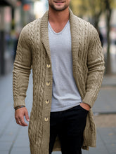 Load image into Gallery viewer, Men&#39;s mid-length knitted sweater Thick-knit twisted cardigan woolen jacket