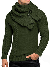 Load image into Gallery viewer, Men&#39;s fashionable scarf pullover solid color twist knitted sweater top