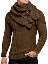 Load image into Gallery viewer, Men&#39;s fashionable scarf pullover solid color twist knitted sweater top